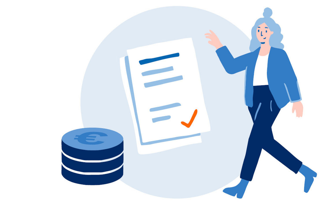 Wertermittlungsrechner illustriert durch eine Person, die einem Kaufpreis zustimmt