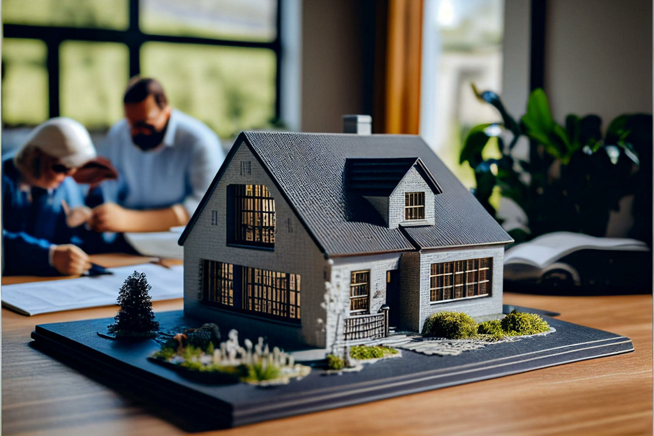 Ein Miniaturhaus auf einem Tisch im Wohnzimmer