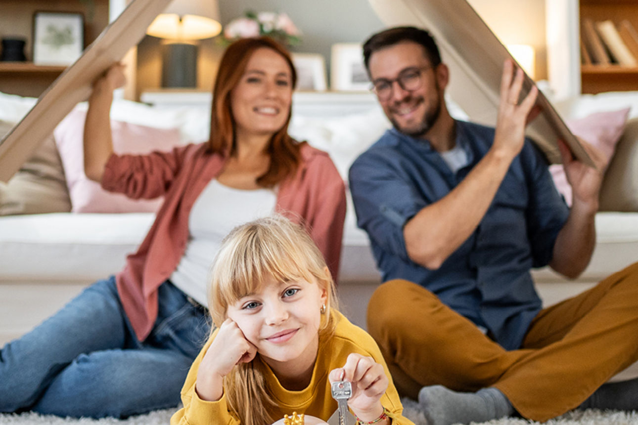 Landschaft mit einen gezeichnetem weißem Haus