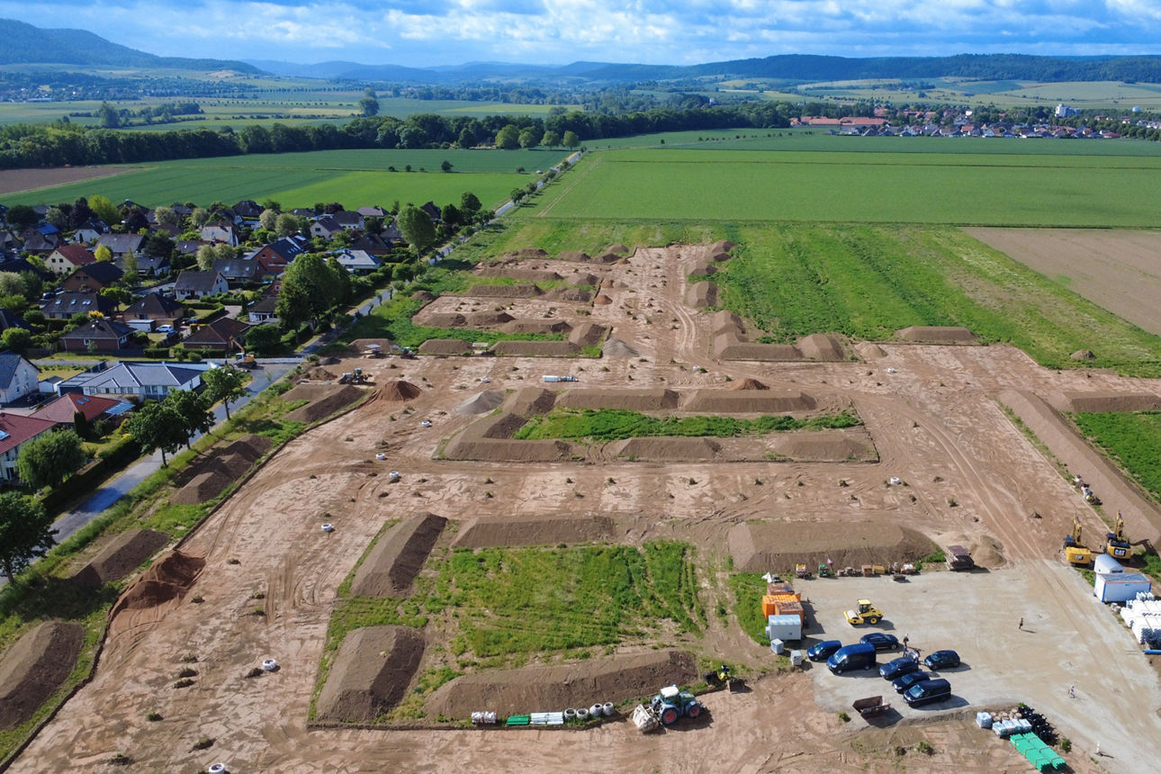 Drohnenaufnahme vom Baugebiet "Morgengrund" in Gronau