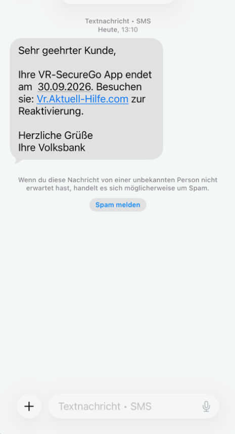 Beispiel für Phishing-SMS
