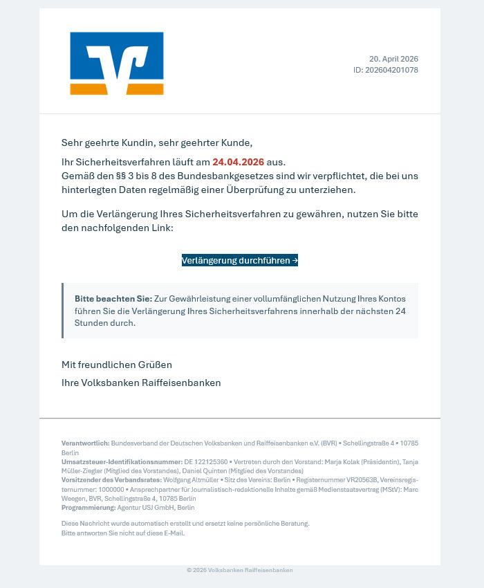 BETRÜGERISCHE Mail   2026