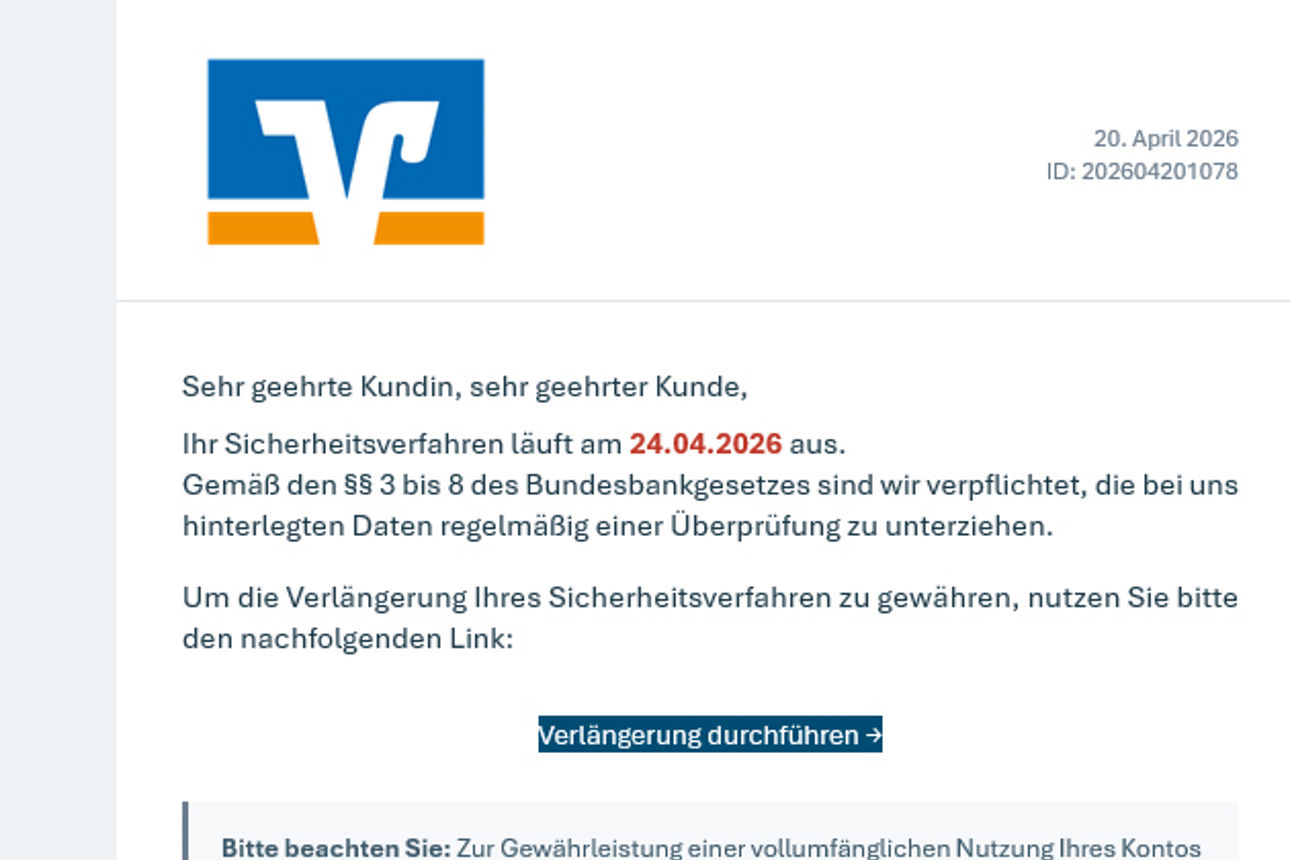 Fake-Brief an Kunden bezüglich SecureGo