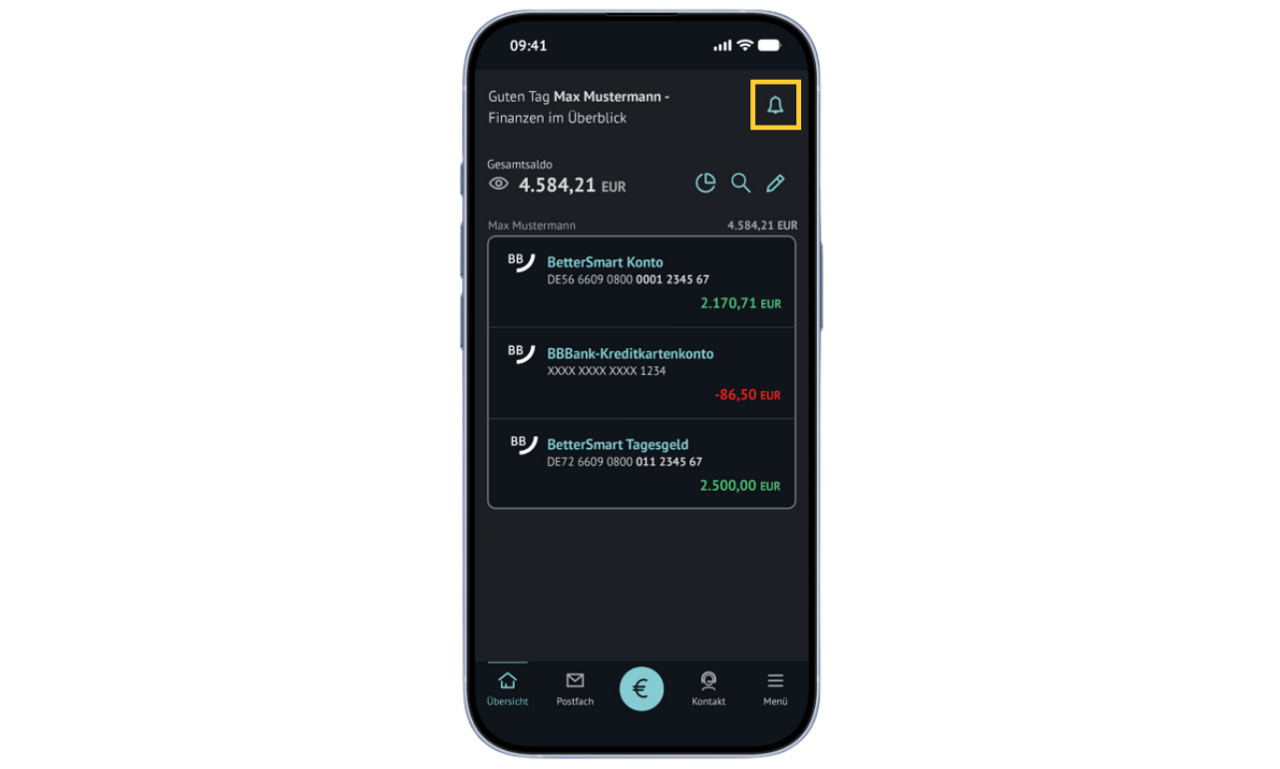 Bildschirm eines Smartphones zeigt Umsatzübersicht in der BBBank App
