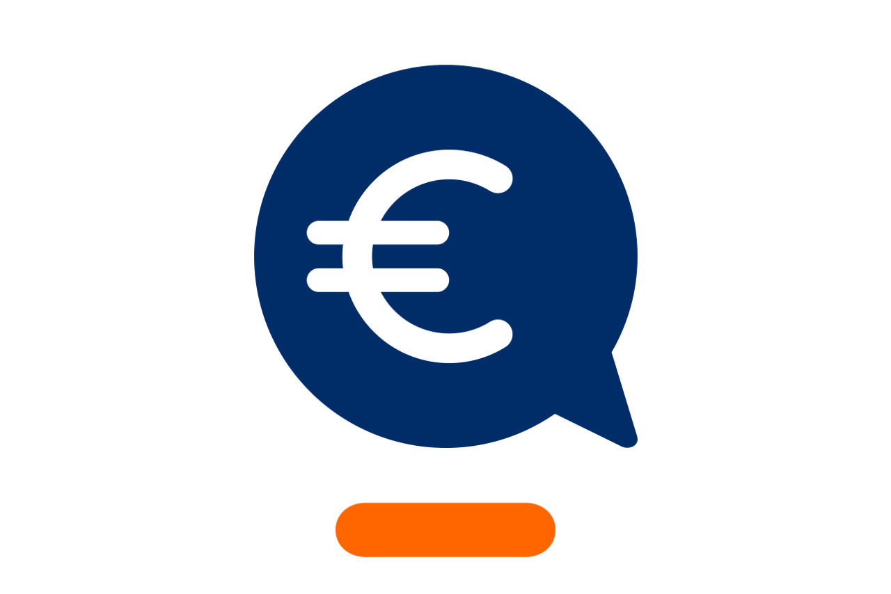 Grafische Darstellung eines Euro-Symbols in einer Sprechblase
