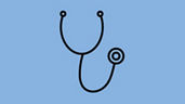 Symbol Stetoskop auf blauem Hintergrund