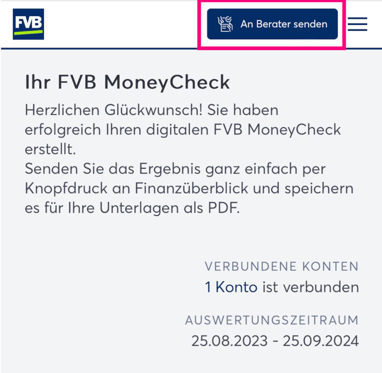 NEU: Nachricht an Berater Funktion im Finanzplaner