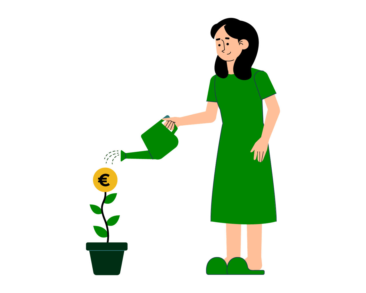 Frau gießt Blume