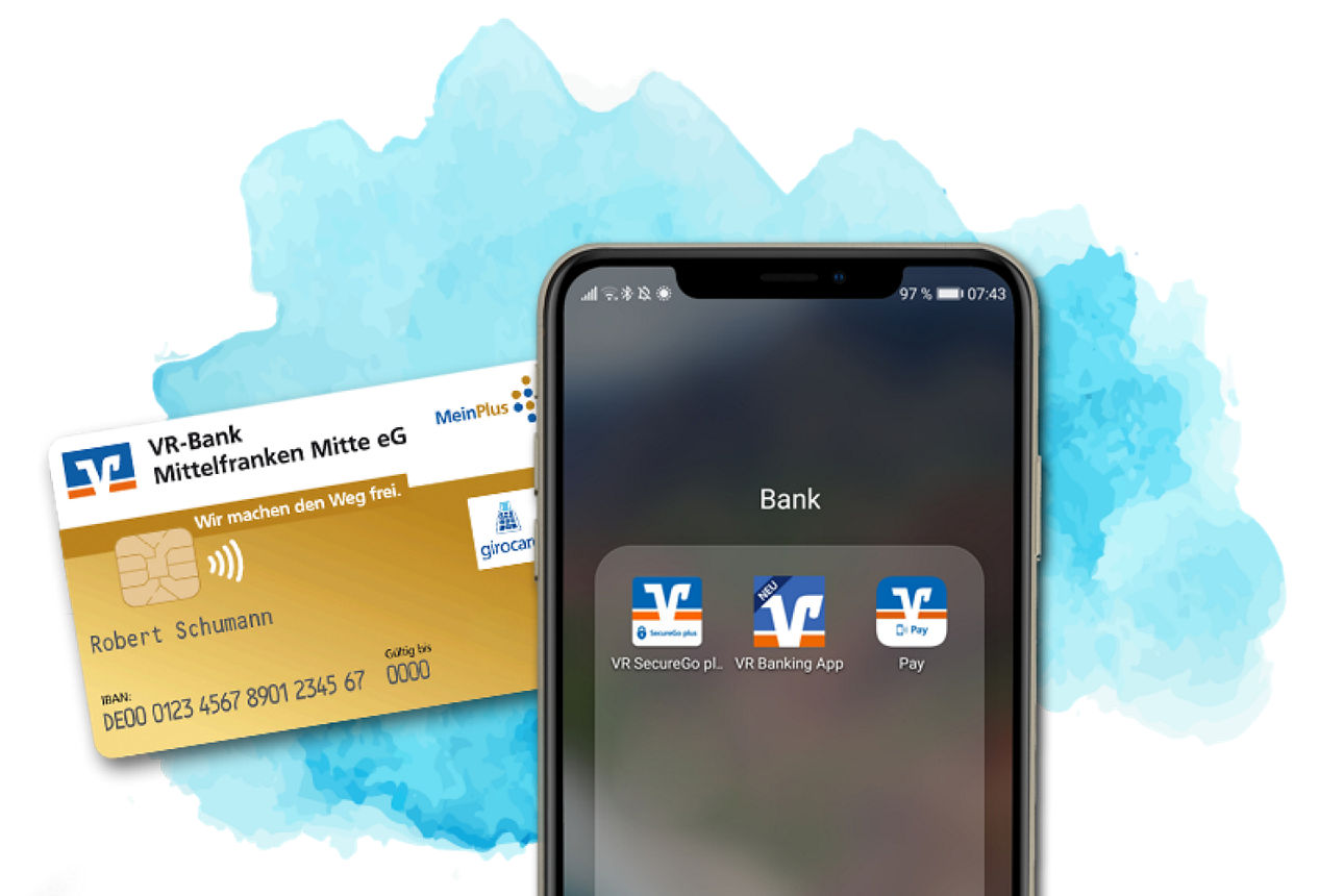 Darstellung eines Smartphones und einer goldenen girocard