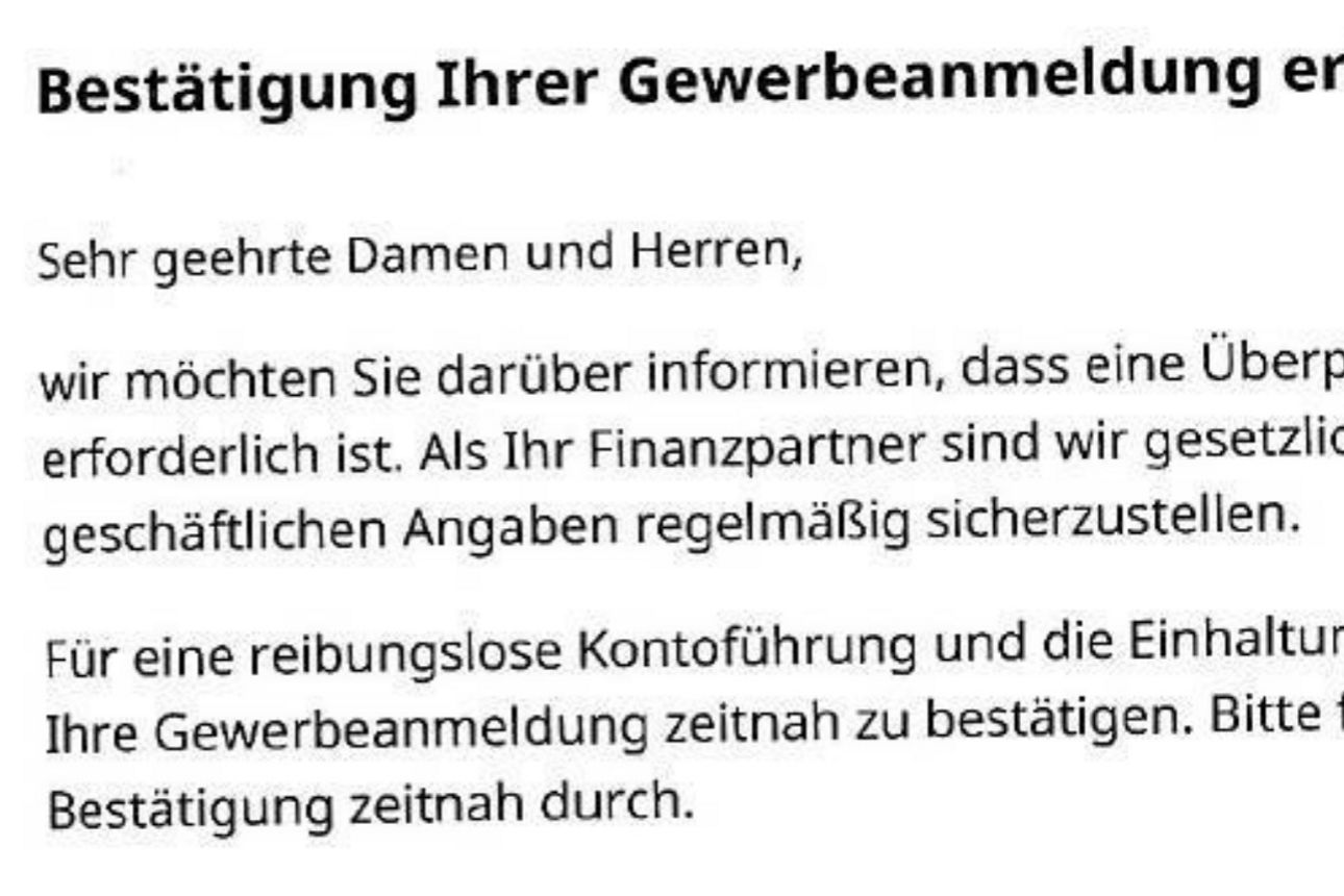 Vorsicht geboten: Betrugsmasche Gewerbeanmeldung