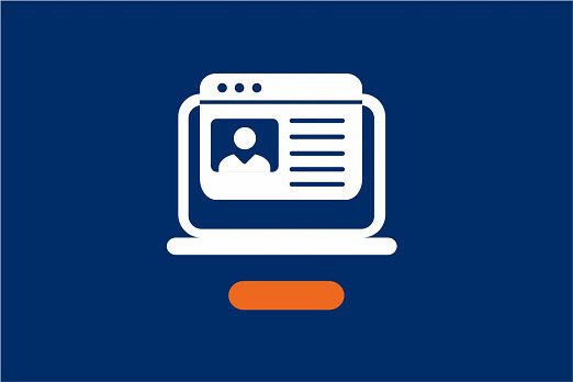 Grafische Darstellung mit Darstellung von Icons als PC und einer Bewerbung