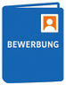 Illustration einer blauen Bewerbungsmappe mit einem Bewerbungsfoto.