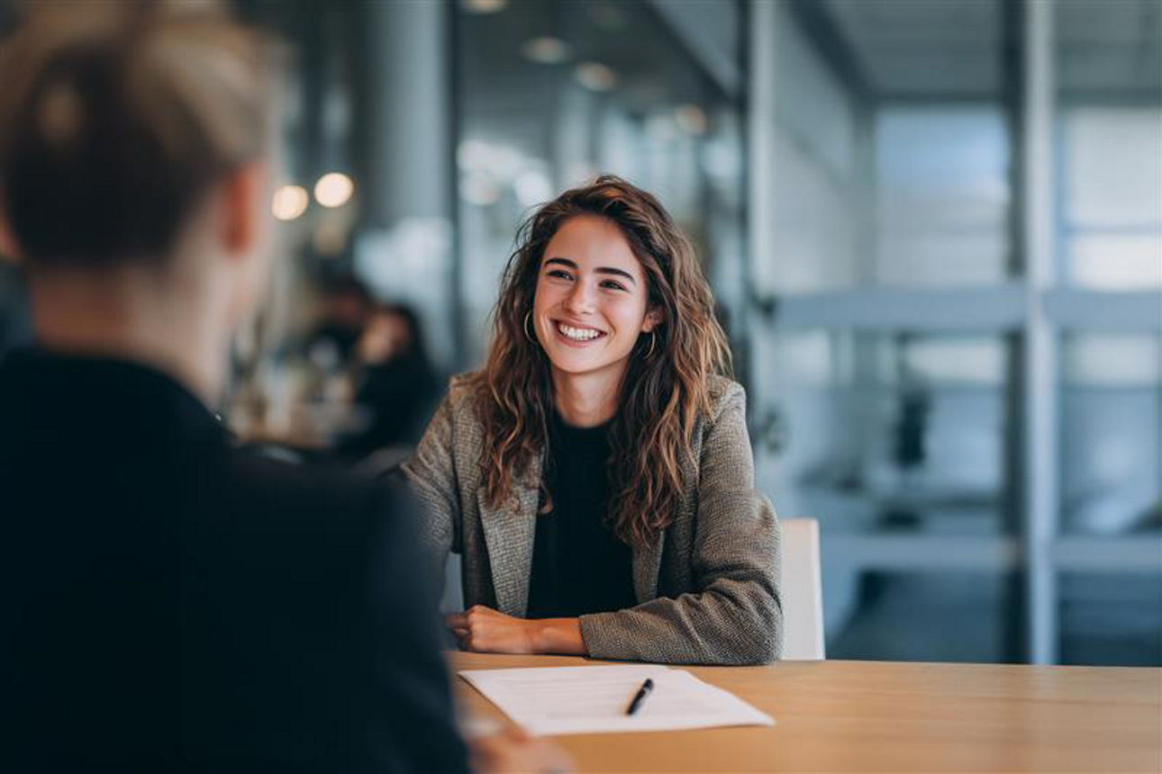 Ein junges Mädchen bei einem Bewerbungsgespräch
