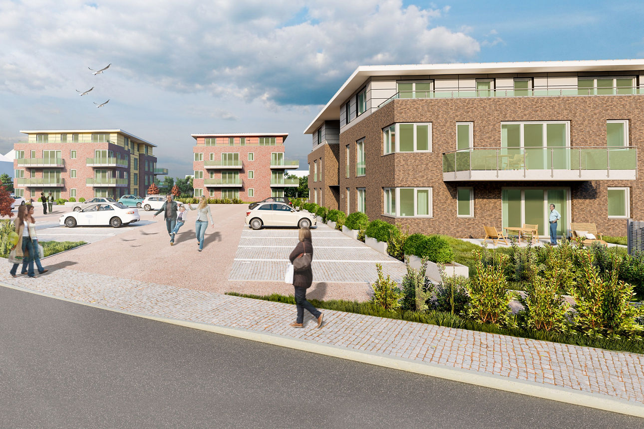 Darstellung des "Urban Living Lübeck" - Wohnanlage mit vollmöblierten Lifestyle-Appartments