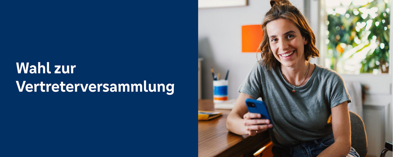 Motiv Vertreterwahl Toni mit Handy am Tisch