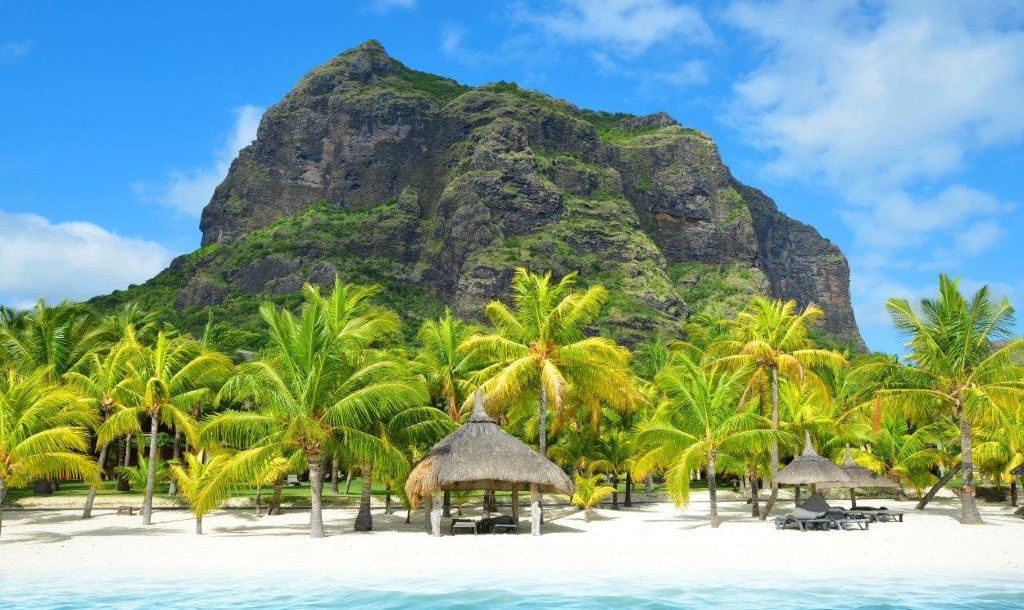 Eine Insel mit Palmen und türkisblauem Meer