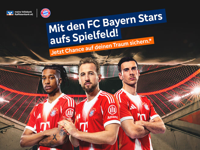 Einlaufkind beim FC Bayern München mit Bewerbung