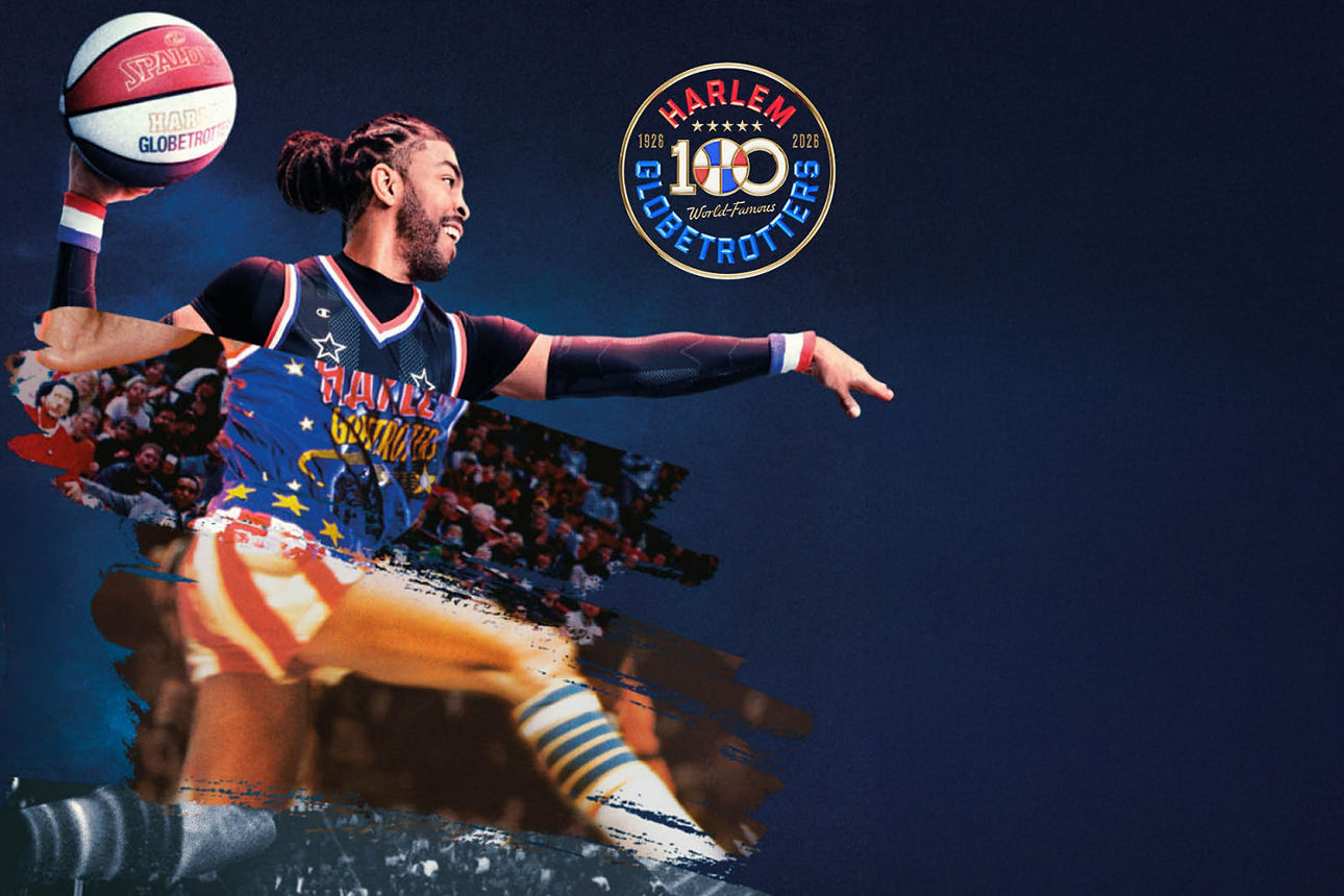 Harlem Globetrotters - Basketballspieler mit Ball.