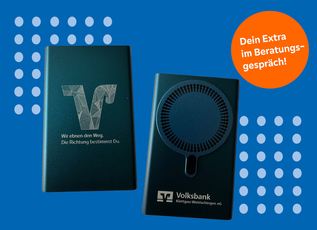 Vorder- under Rückseite einer Powerbank