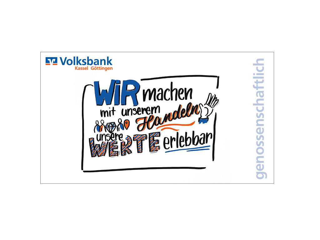 Wir machen mit unserem Handeln unsere Werte erlebbar Schriftzug