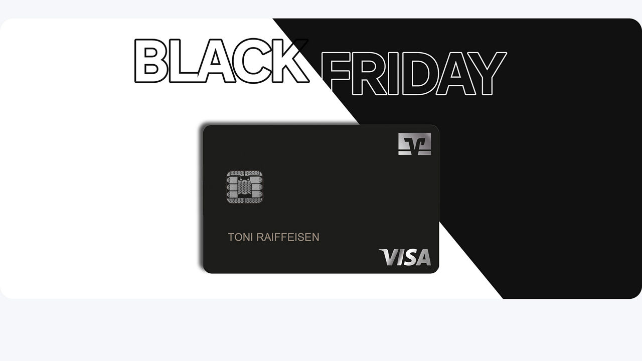 die schwarze Kreditkarte der Volksbank auf weißem Hintergrund