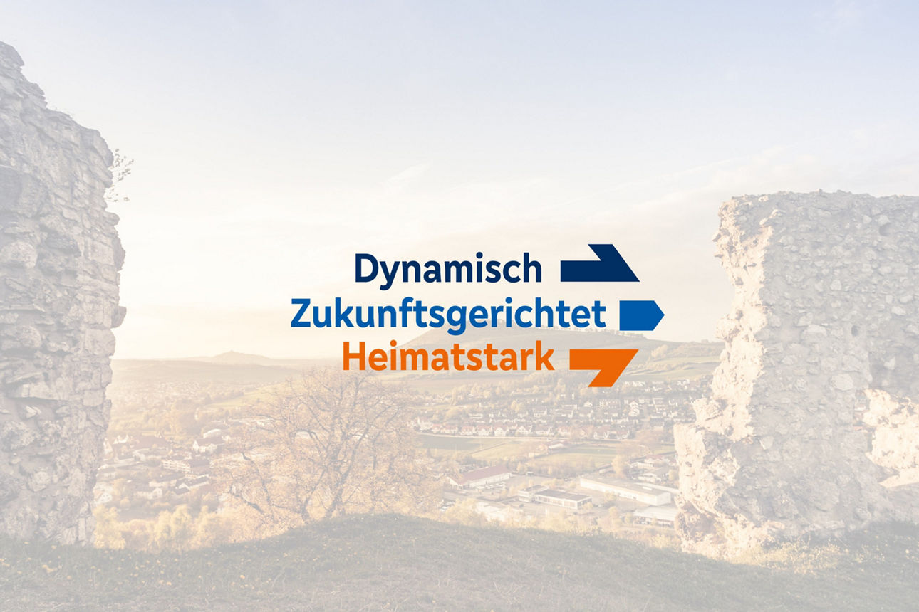 Landschaftsbilder mit der Aufschrift Dynamisch, Zukunftsgerichtet und Heimatstark
