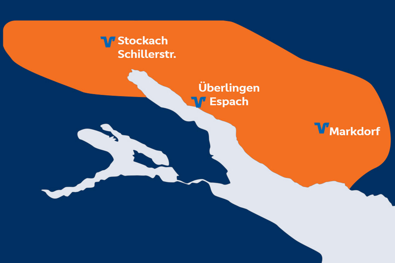 Bild vom Bodensee und den Orten Überlingen, Markdorf und Stockach