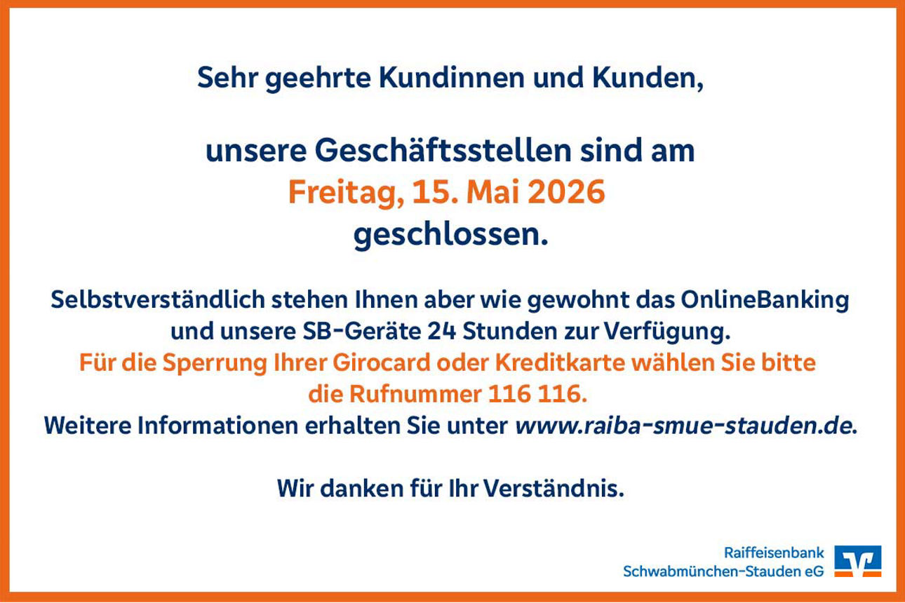 Informationen zu besonderen Öffnungszeiten