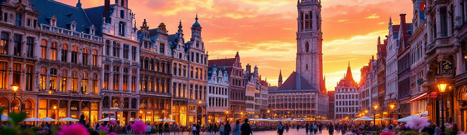 Brüssel Innenstadt in der Abenddämmerung