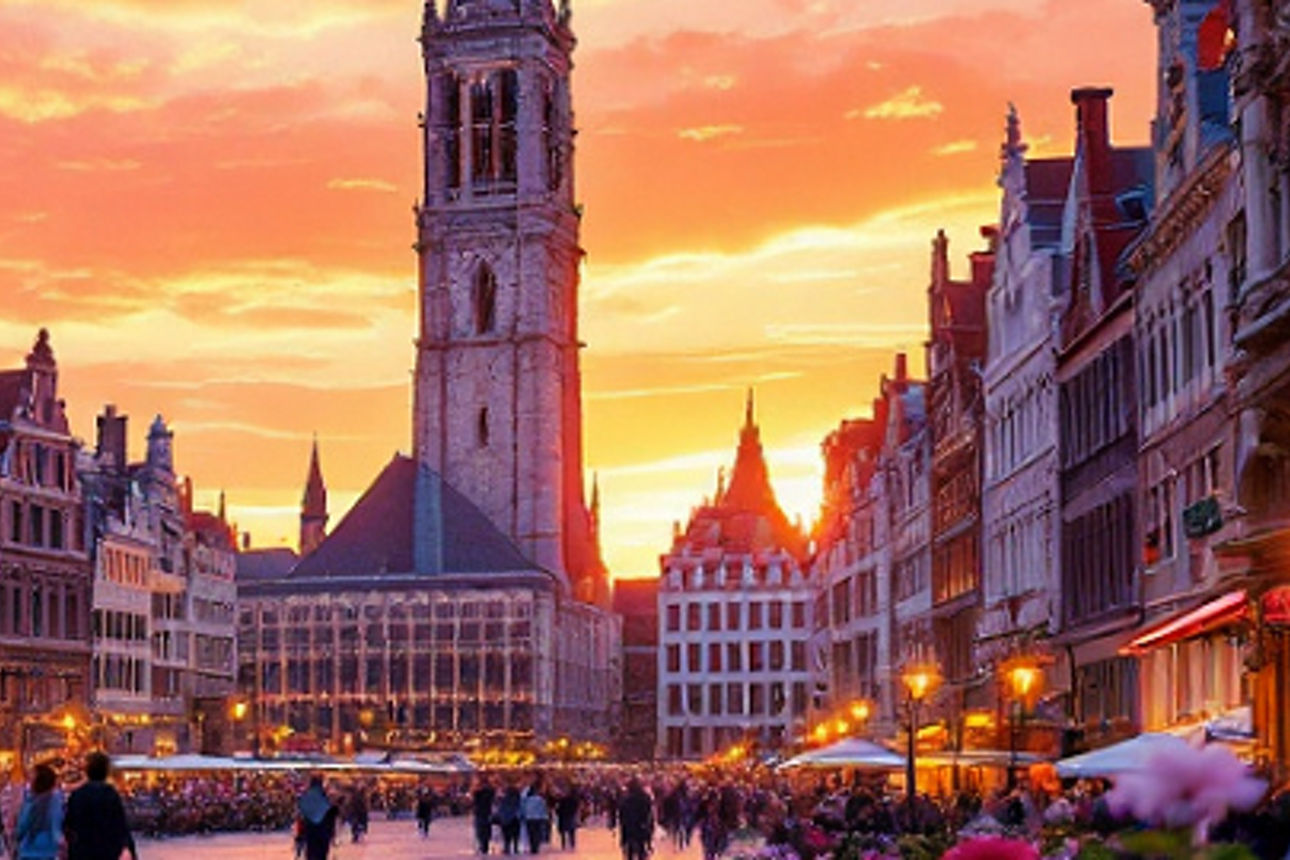 Brüssel Innenstadt in der Abenddämmerung