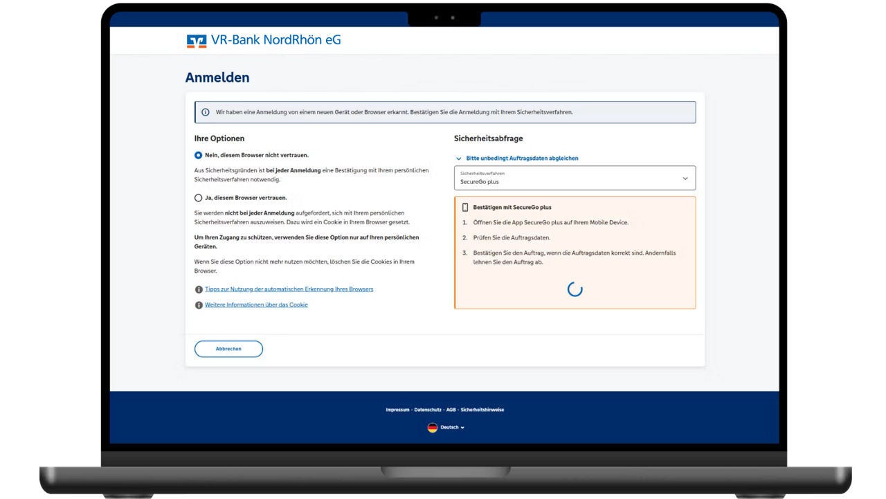 Laptop mit Onlinebanking
