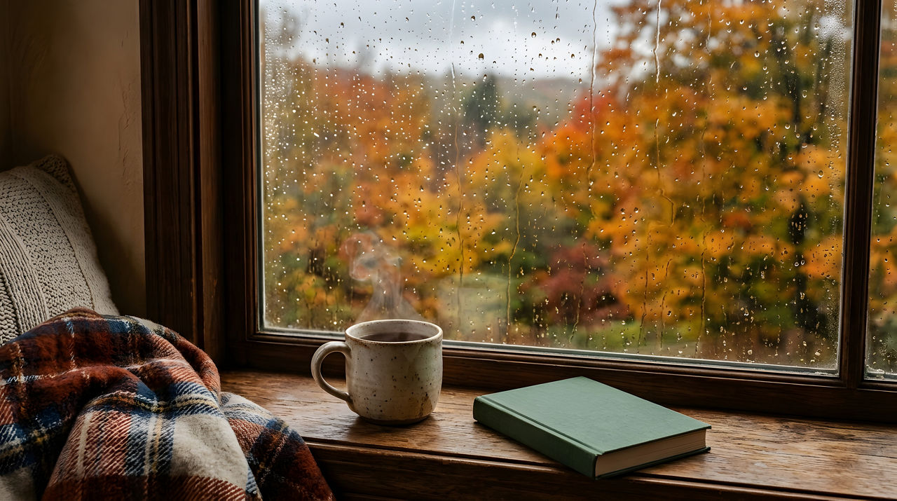 Buch Kaffee Decke Herbst Natur Fenster