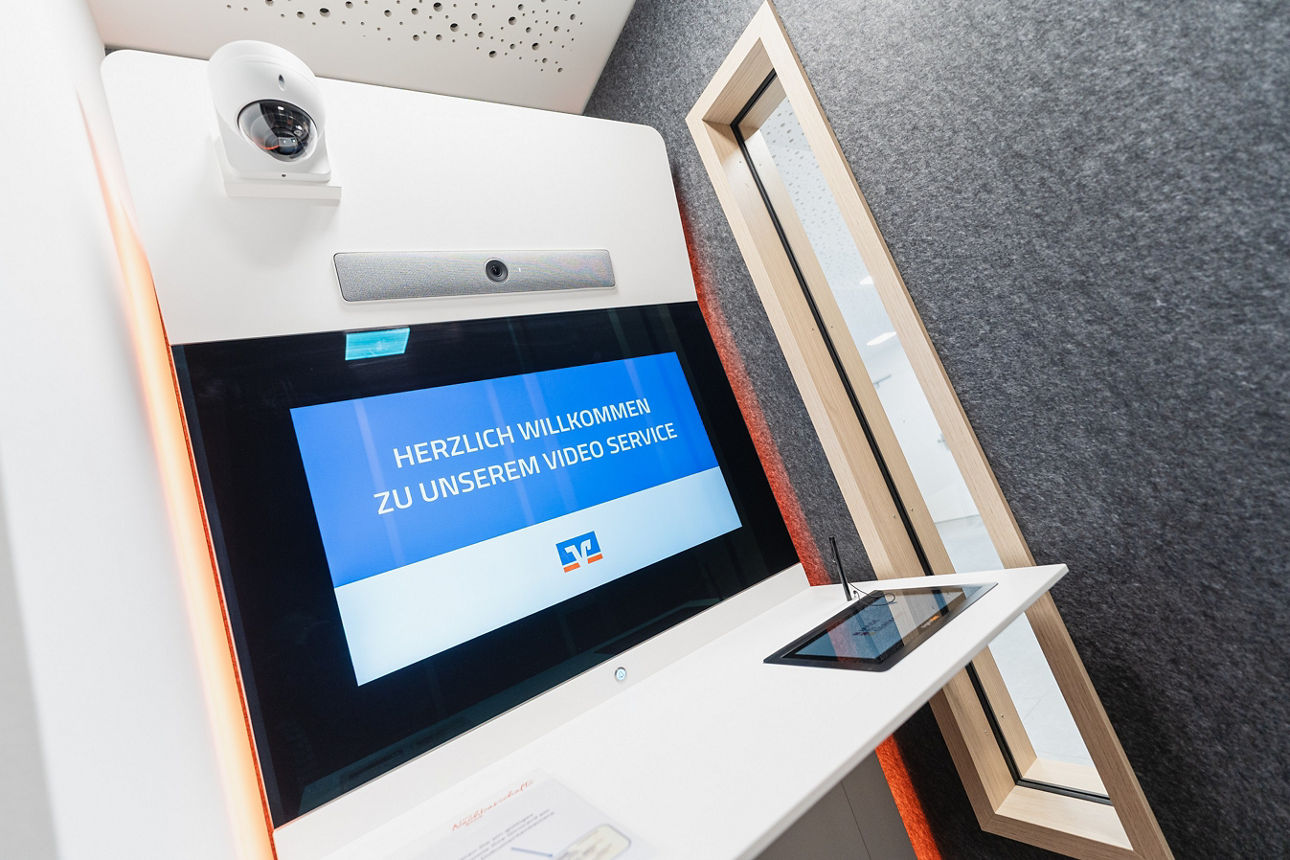 Sicht auf das Display der Videokabine in Burlafingen