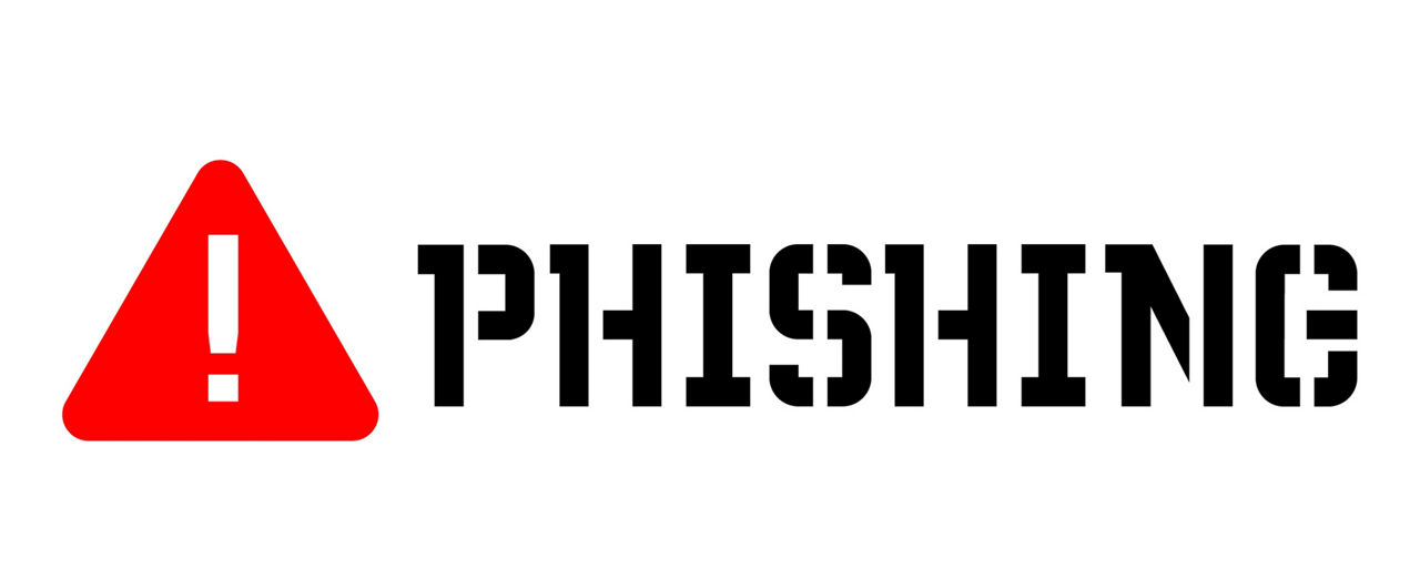 Phishing attention sign, sign, label. Black and red series