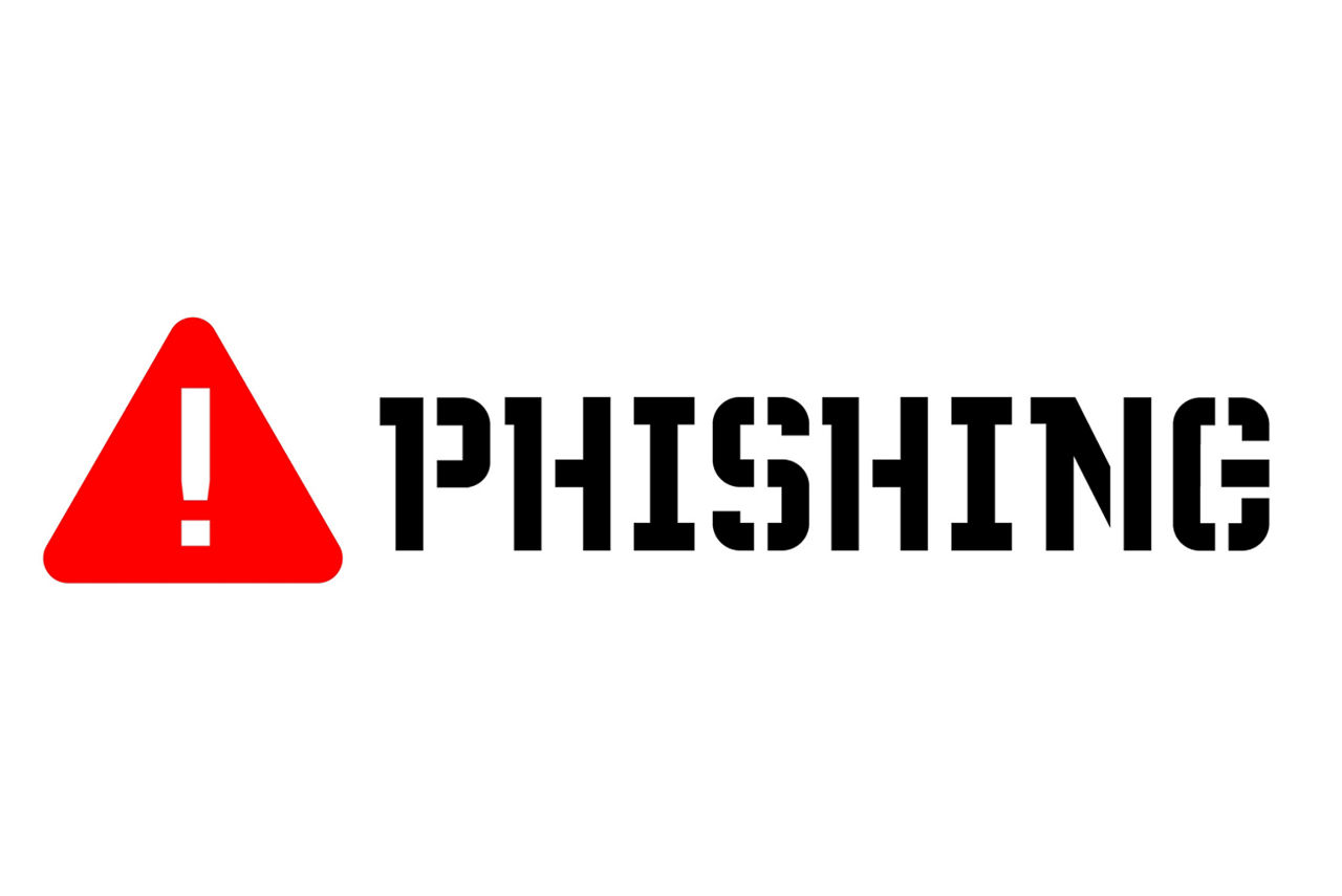Phishing attention sign, sign, label. Black and red series