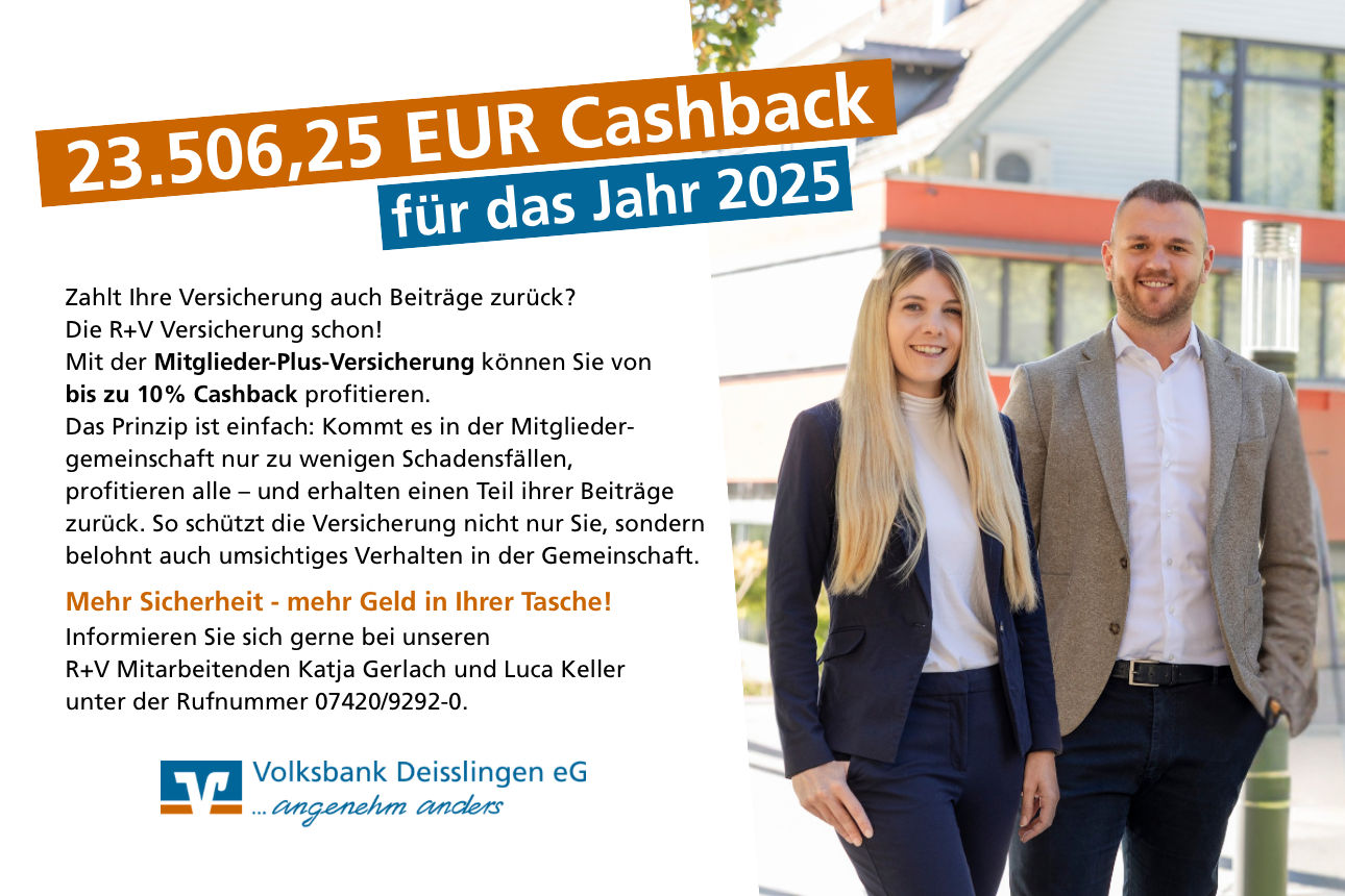 Banner Cashback 2026 - R+V Mitarbeiter/in Keller und Gerlach