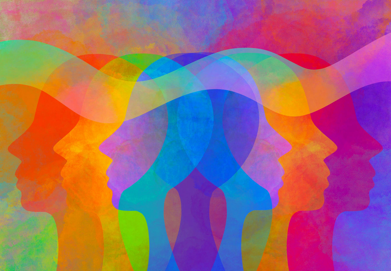 Bunte Silhouetten von Köpfen