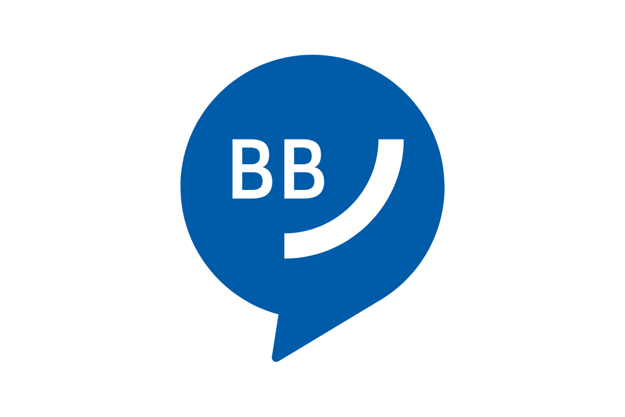 Icon einer blauen Sprechblase mit BBBank Logo in der Mitte