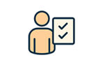 Icon Person und Checkliste mit zwei Häkchen 