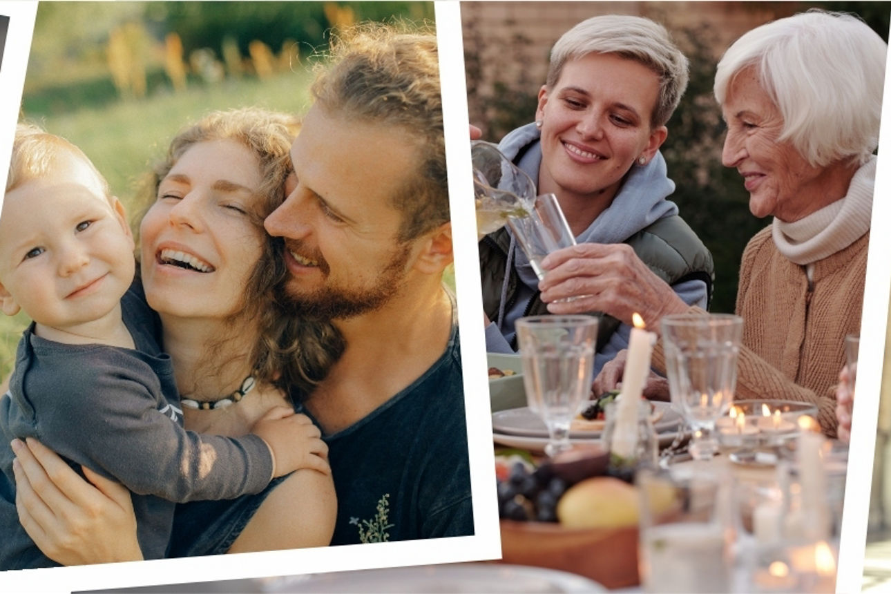 Eine Fotocollage mit Bildern von Menschen unterschiedlichen Alters und Geschlechts.