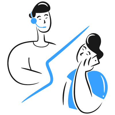 Illustration von zwei Männern die miteinander telefonieren 