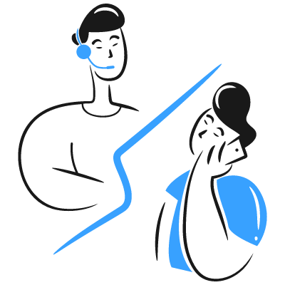 Illustration von zwei Männern die miteinander telefonieren 