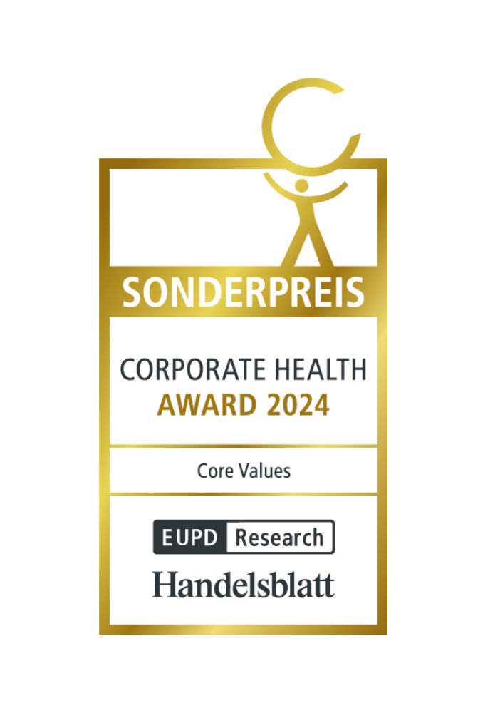 Auszeichung: Corporate Health Award 2024 in der Kategorie Core Values
