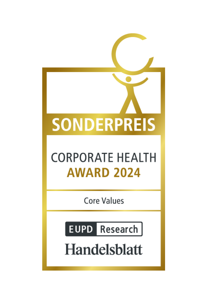 Auszeichung: Corporate Health Award 2024 in der Kategorie Core Values