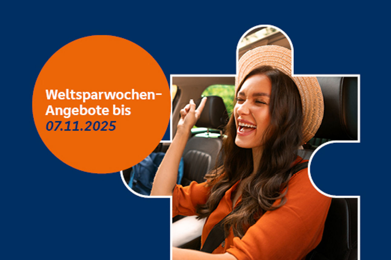 Puzzleteil aus dunklem Hintergrund. Im Puzzleteil Frau mit Hut.