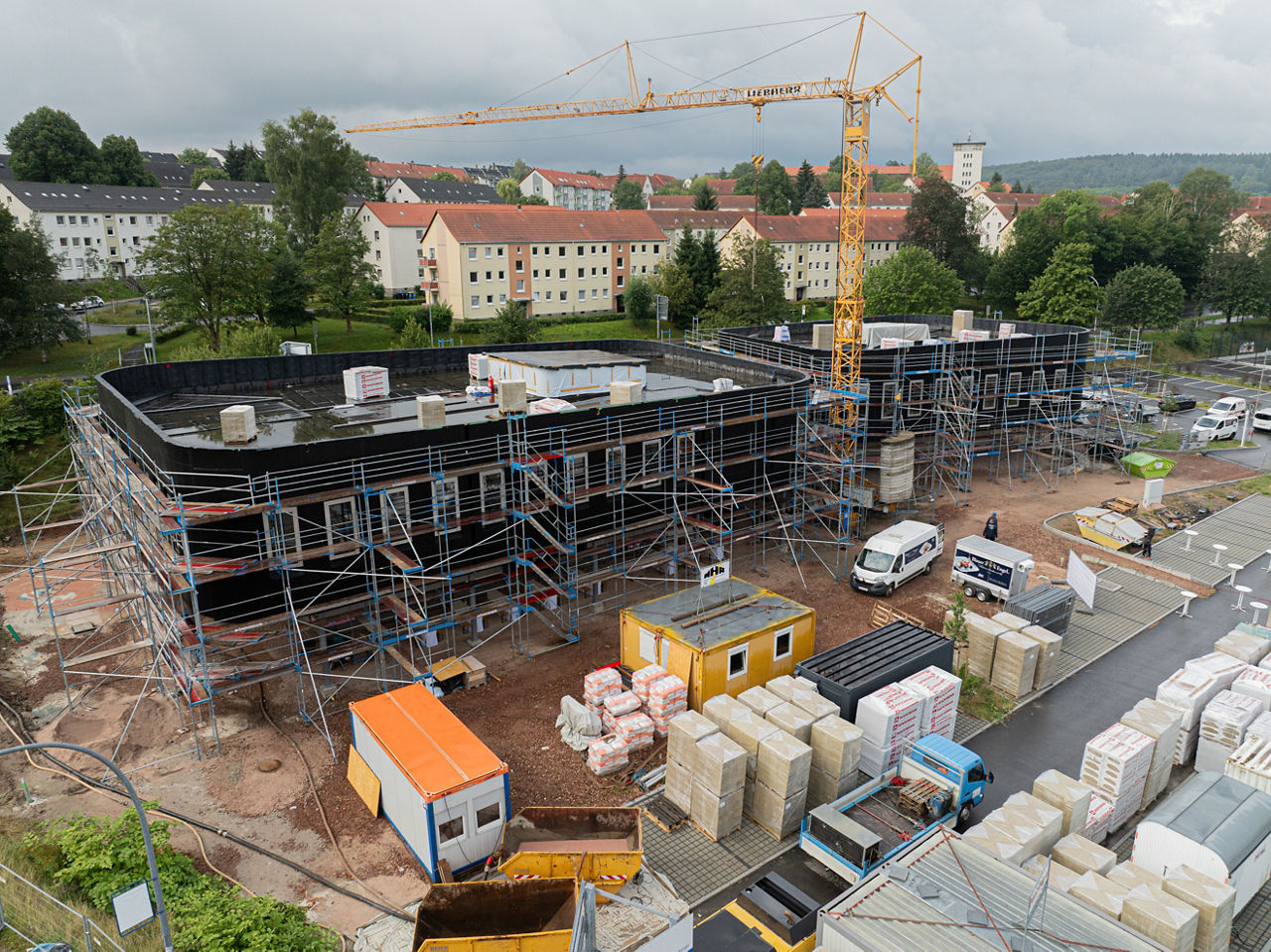 Drohnenaufnahme der Baustelle