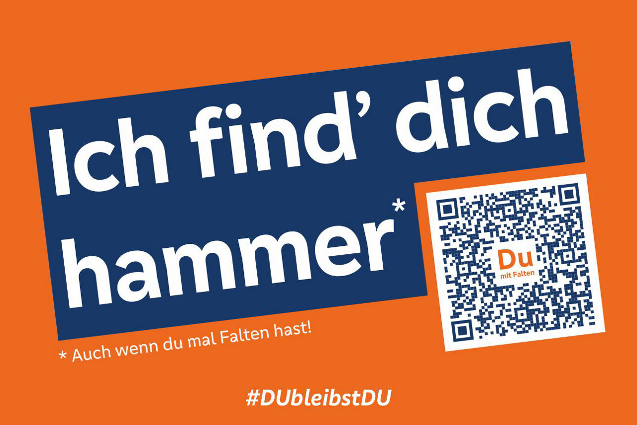 Spruch "Ich find' dich hammer." und QR-Code