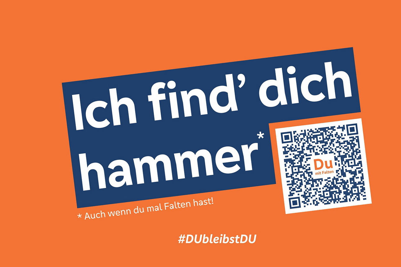 Spruch: Ich find dich hammer. und QR-Code