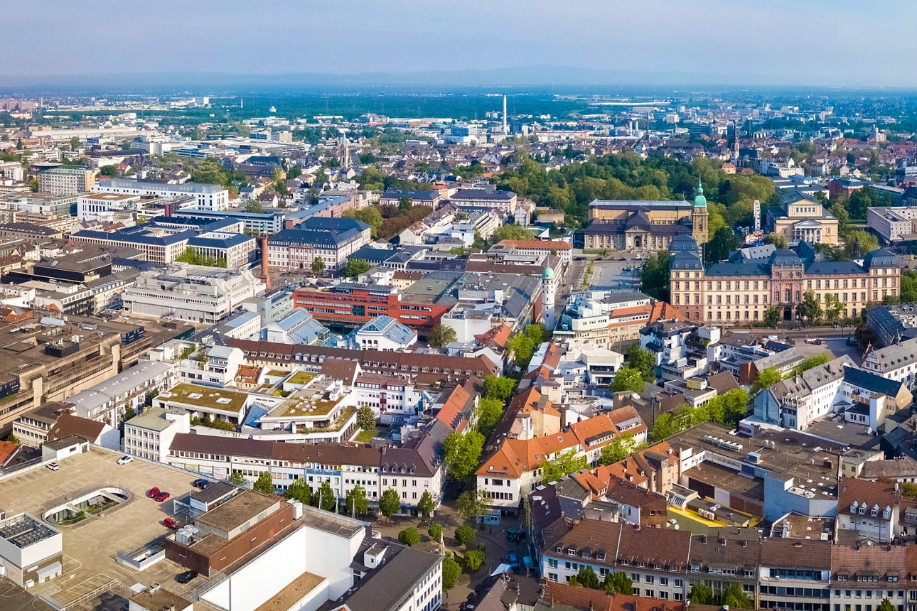 Die Skyline von Darmstadt