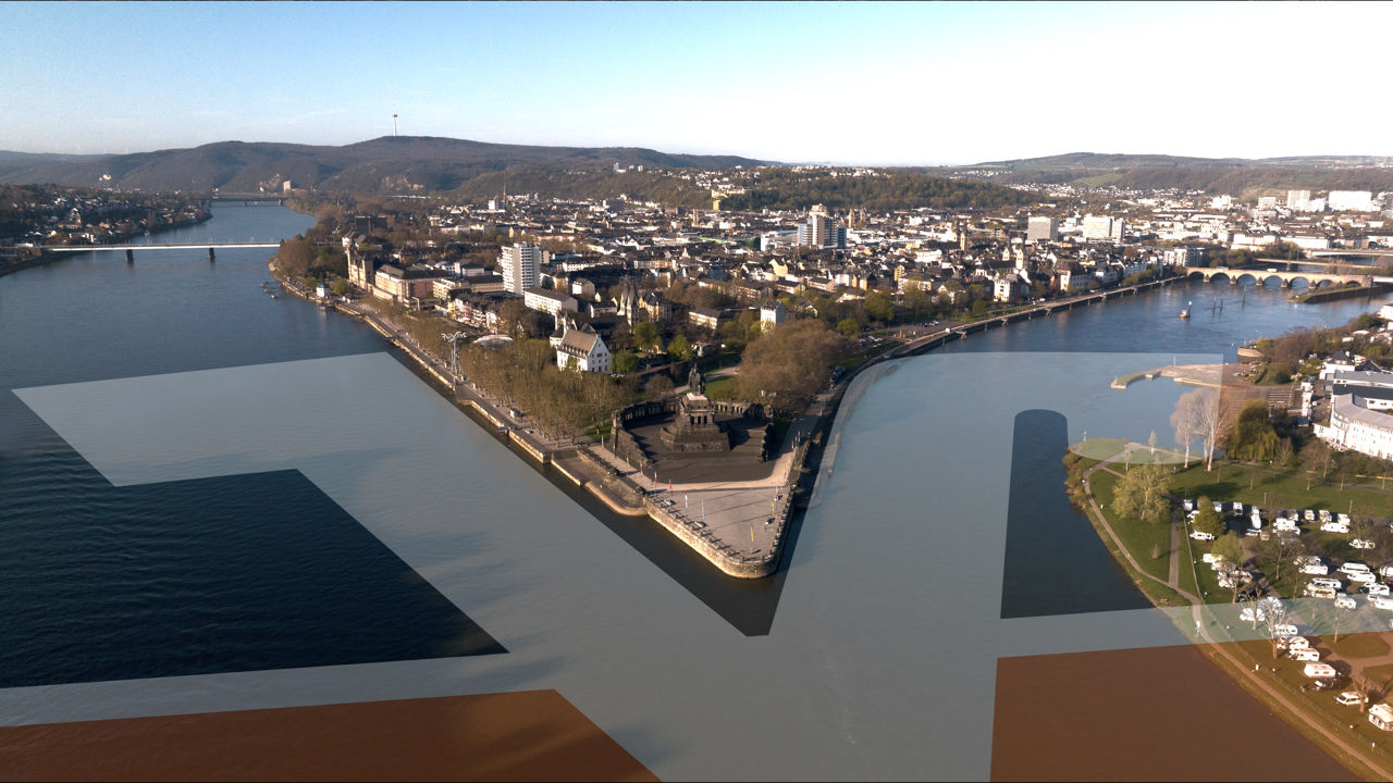Das Deutsche Eck wo Rhein und Mosel sich treffen